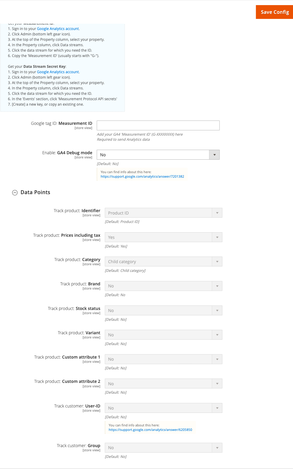 Data Points configuration group