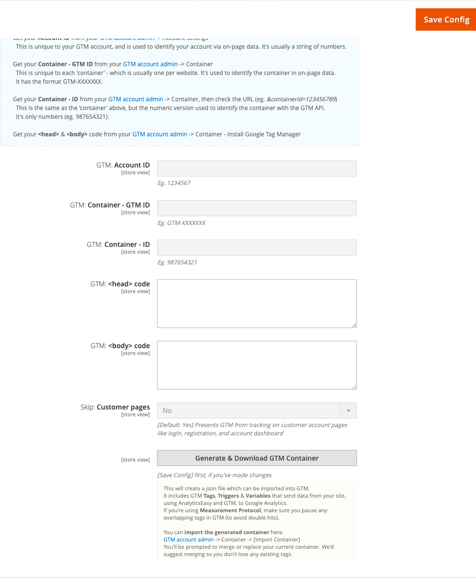 GTM configuration group