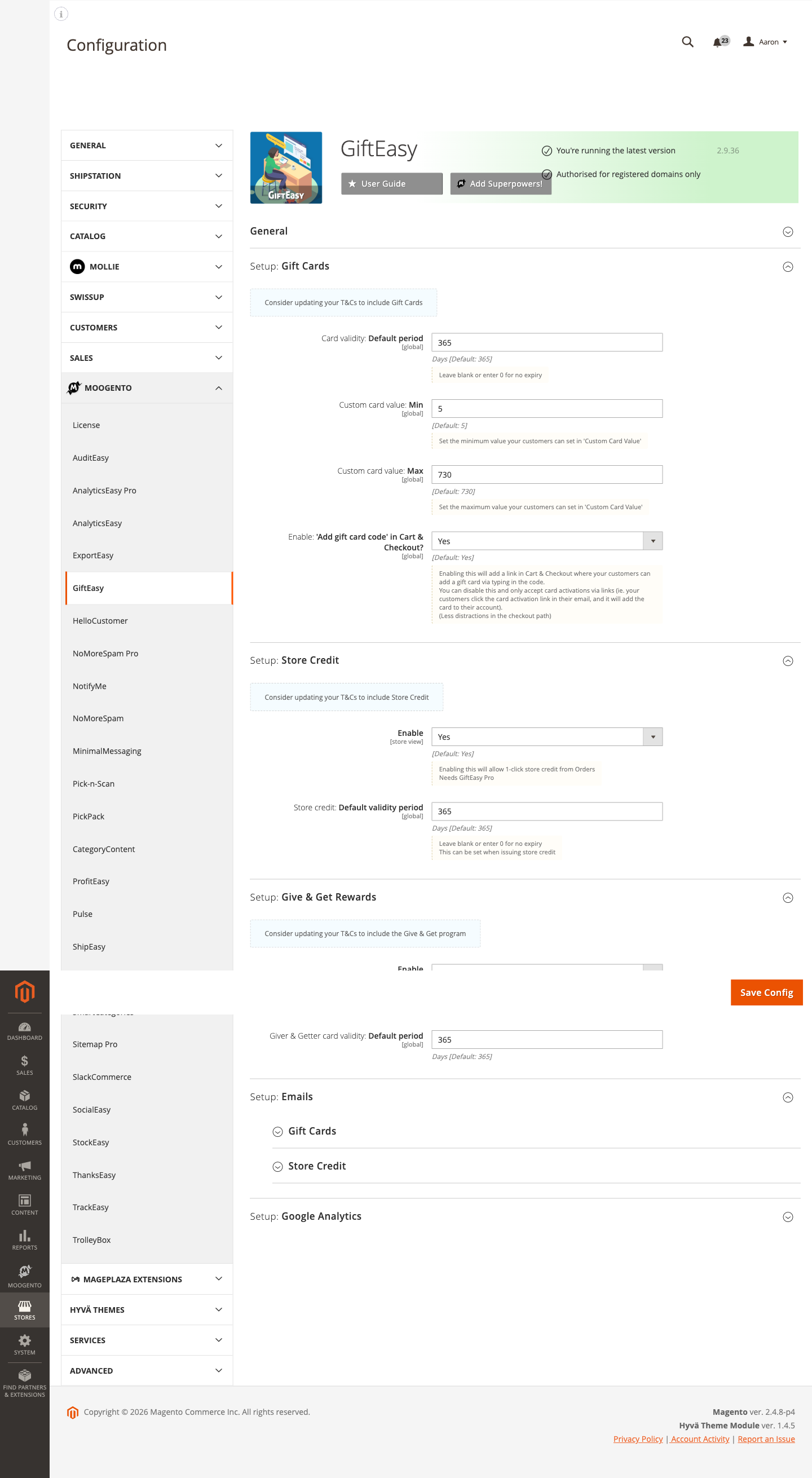 GiftEasy Setup: Emails config groups