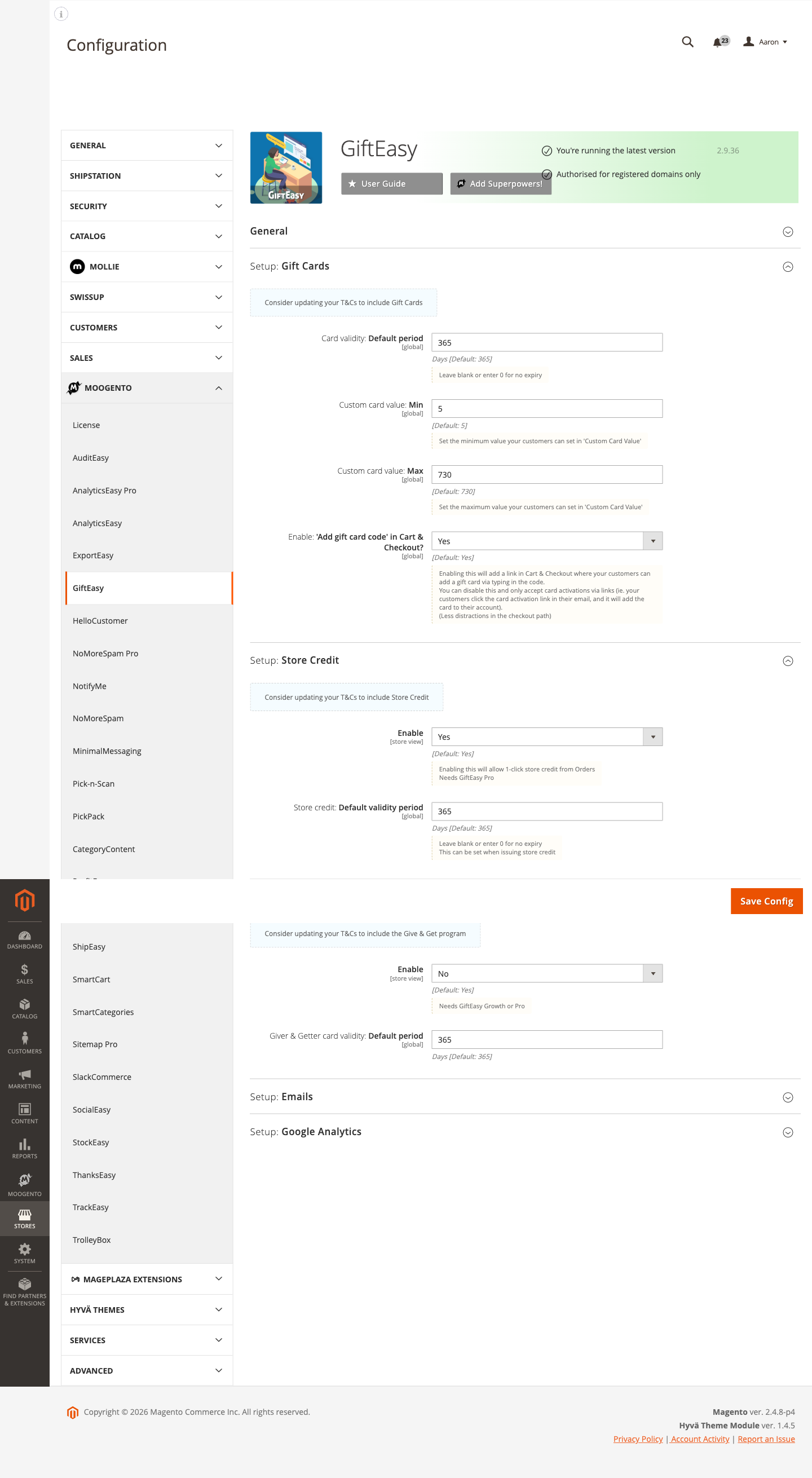 GiftEasy Setup: Give & Get Rewards config group