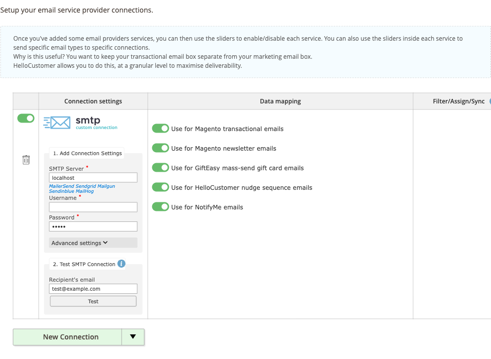 Setup: Connections config group