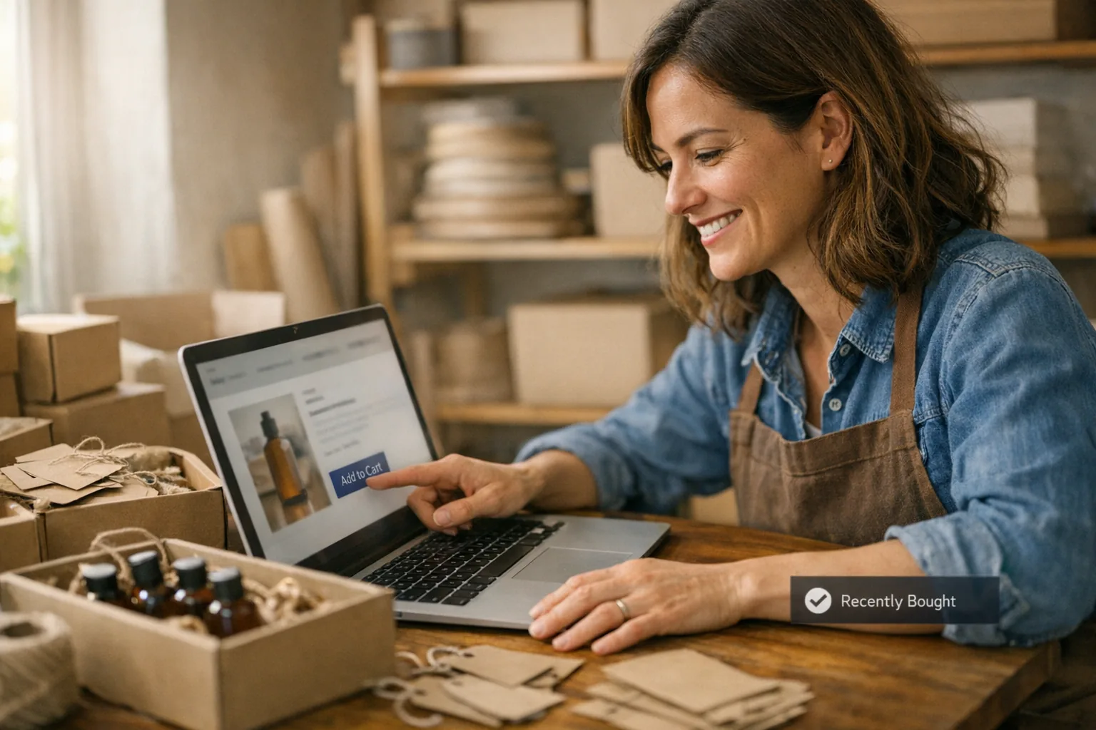 Shopper reassured by genuine recent-purchase activity while browsing