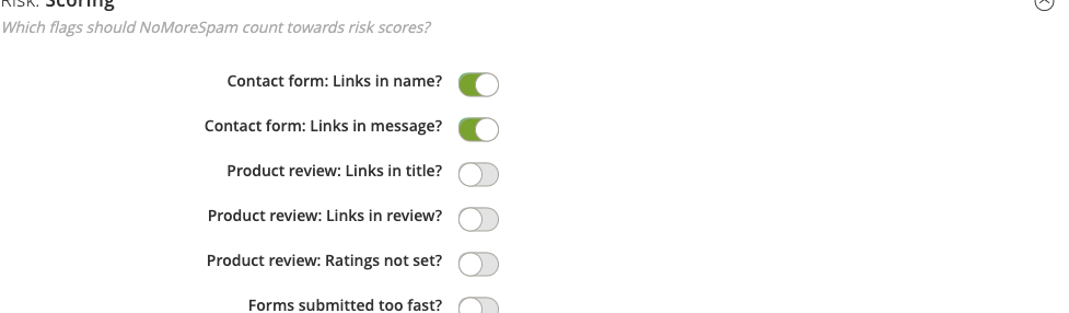Risk Scoring config