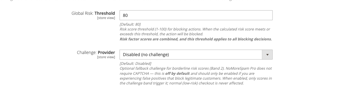 Risk: Threshold config group