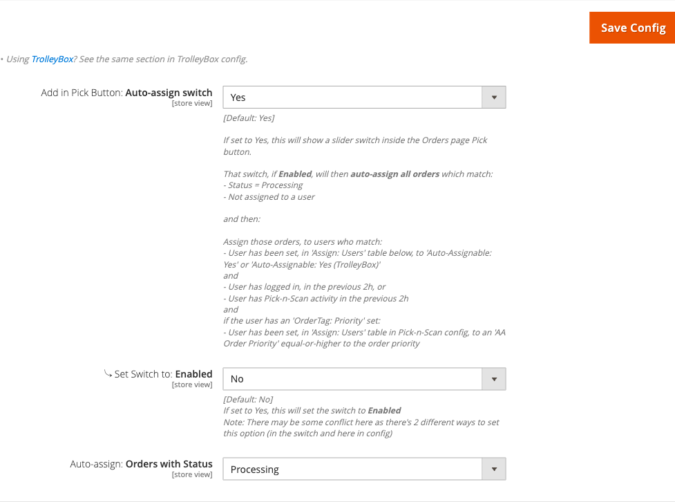 Pick-n-Scan auto-assign config group
