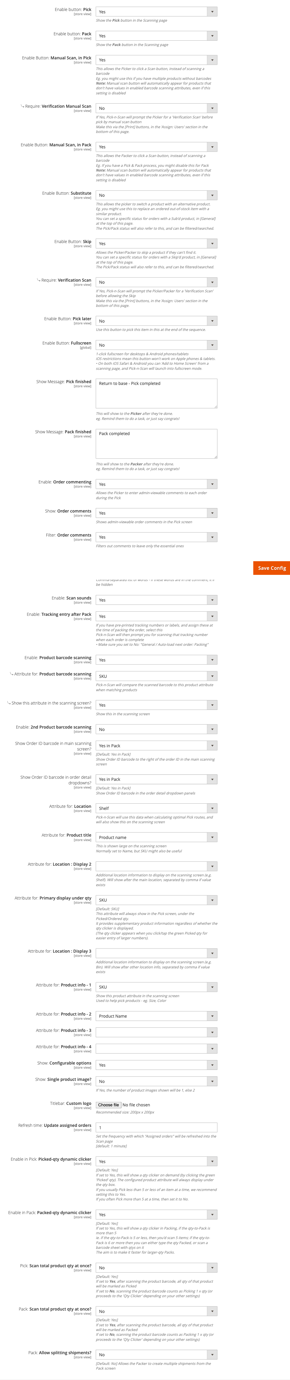 Pick-n-Scan scanning pages config group