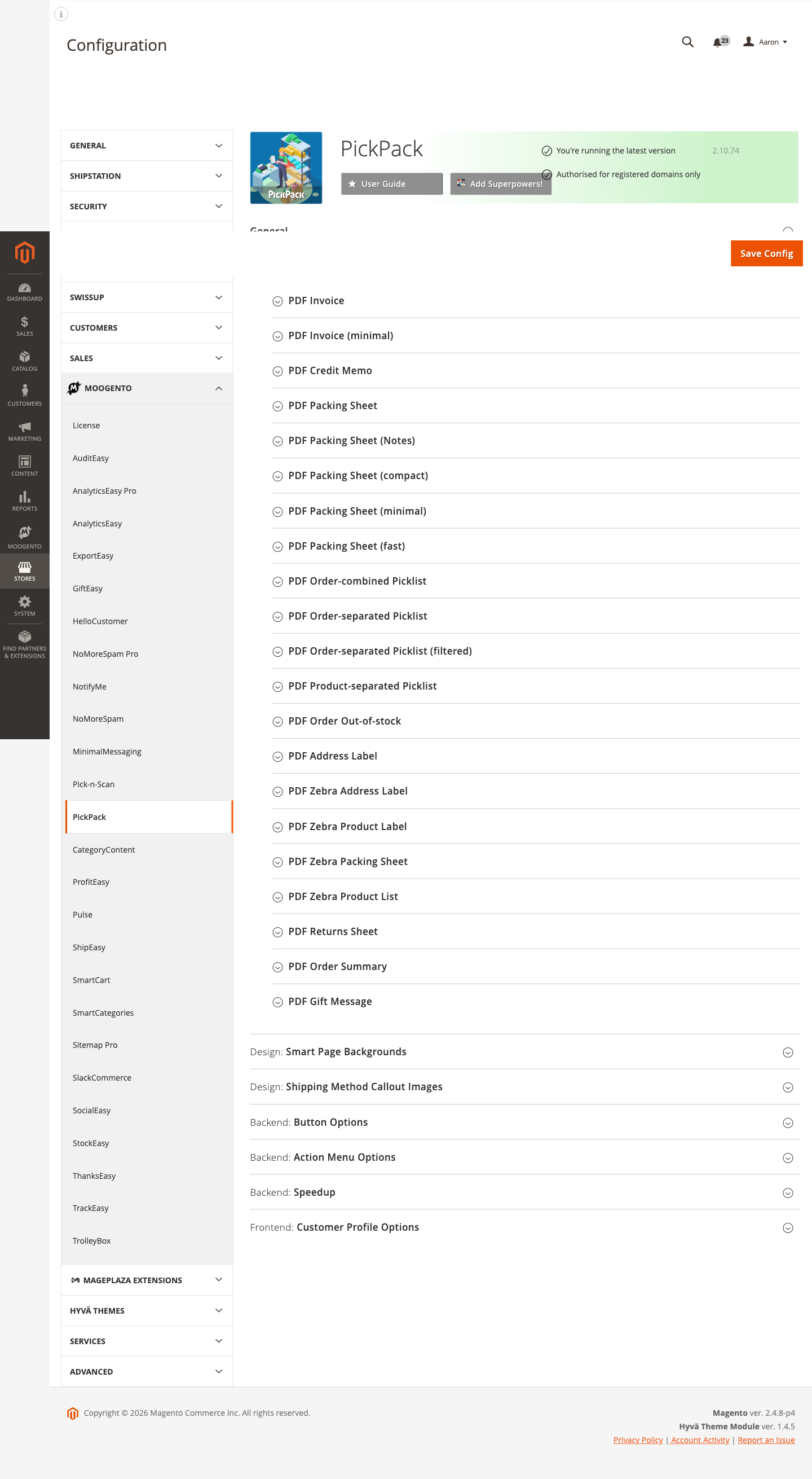 Assign PDF Templates config group