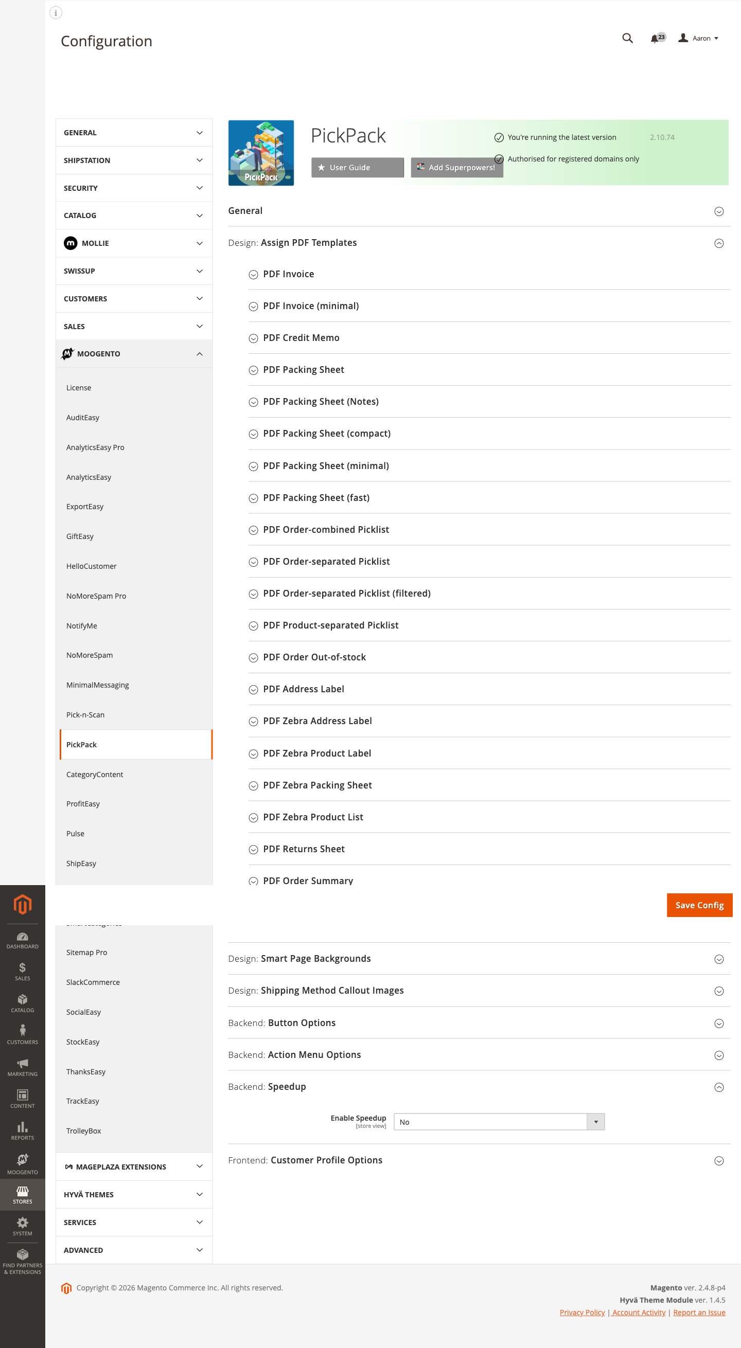 Speedup config group
