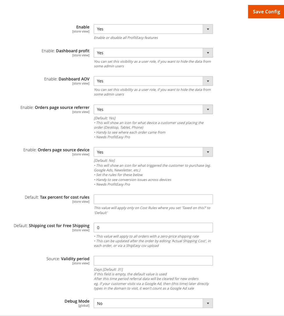 General config group