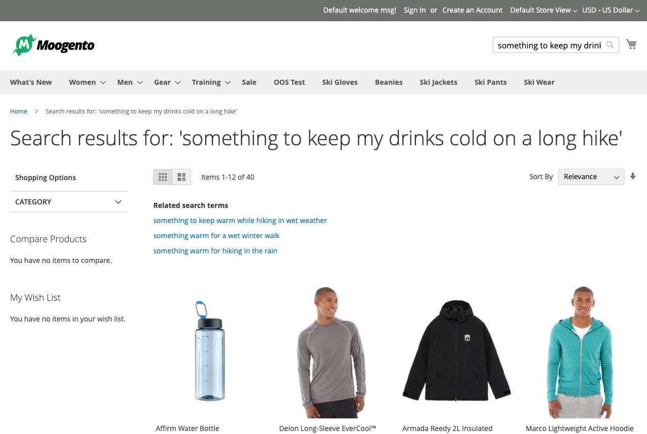Search results page for a descriptive query, with the closest match first