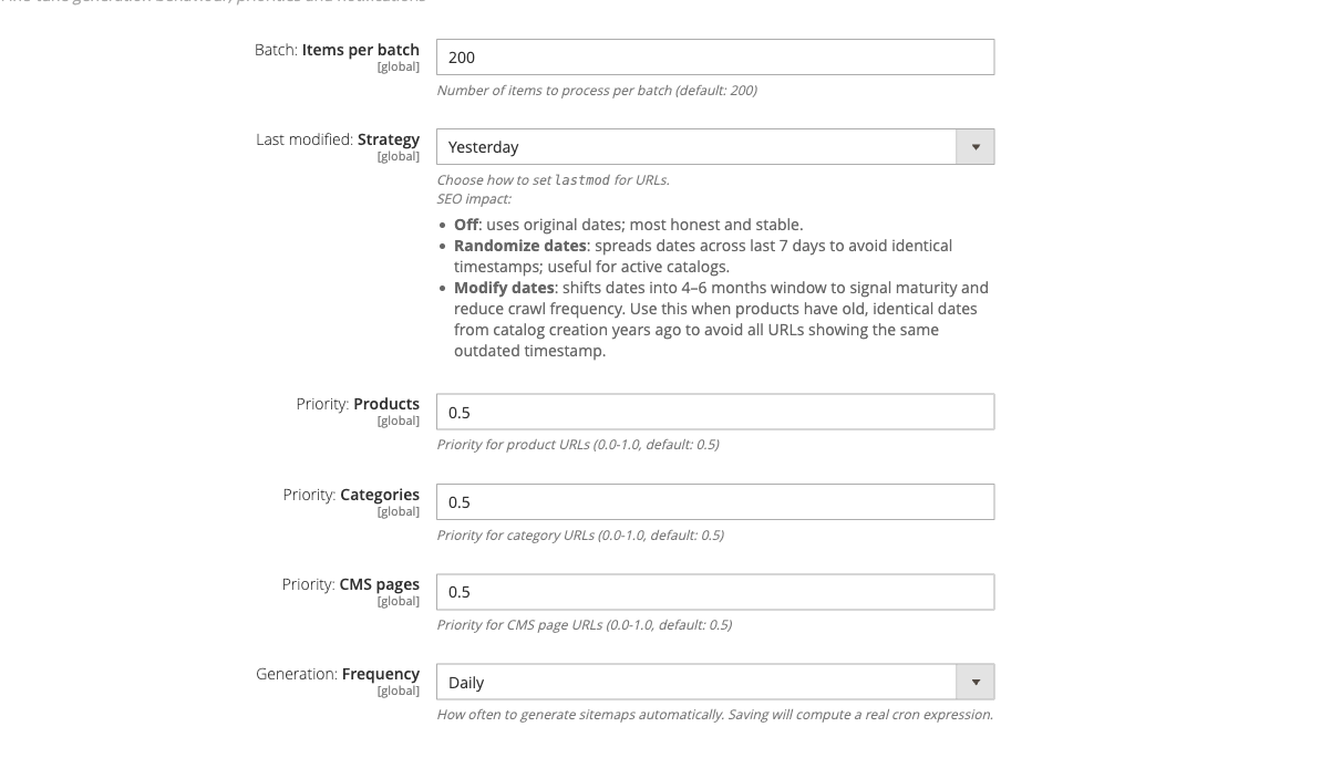 Advanced options config group