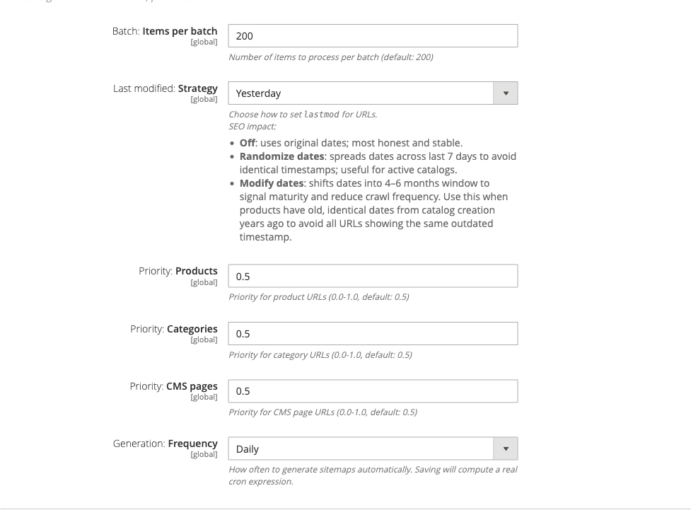 Advanced Options config group