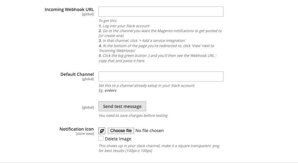 Slack Connection config group
