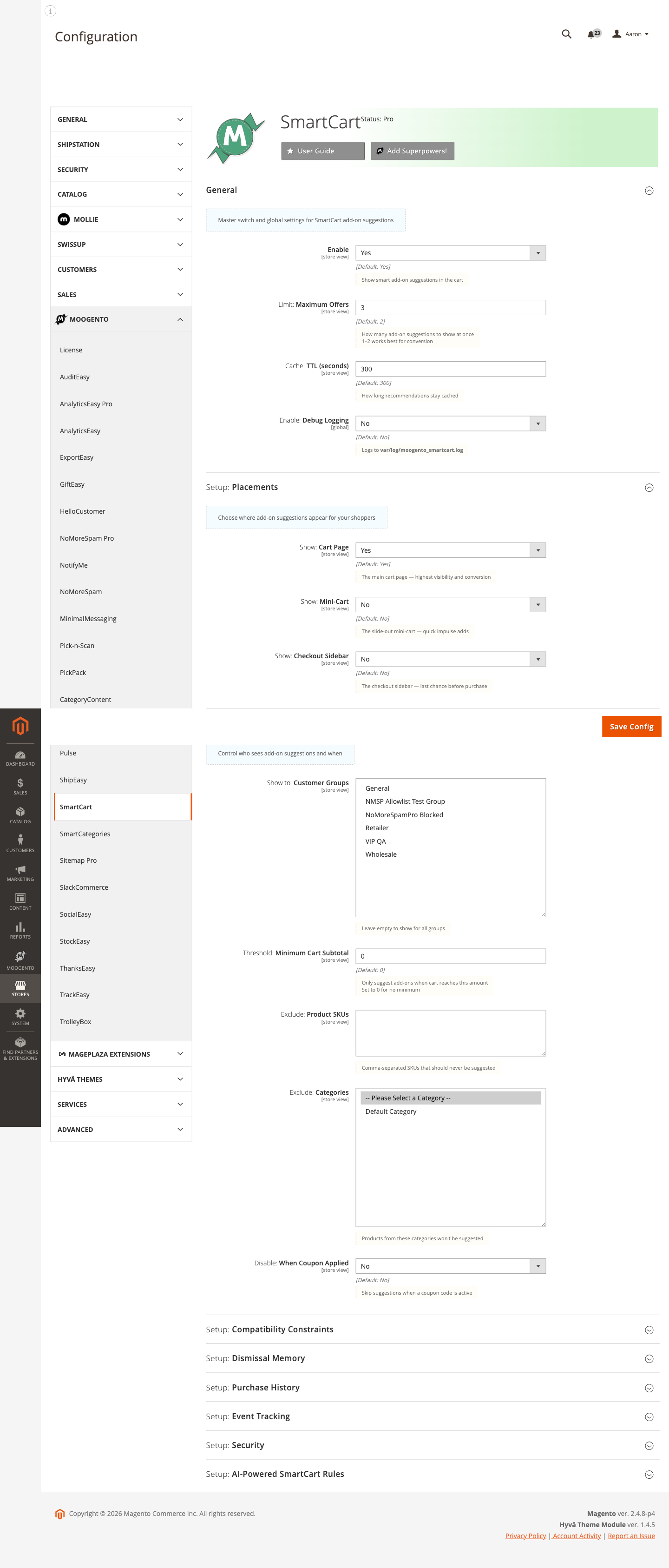 SmartCart Eligibility Rules configuration group