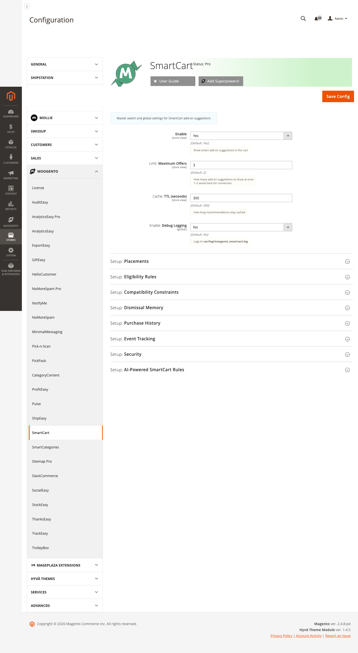SmartCart General configuration group
