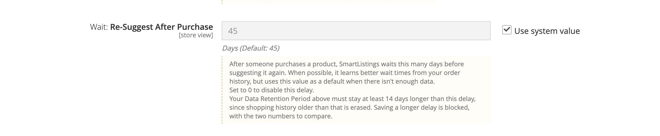 Wait: Re-Suggest After Purchase in the Behaviour-Based Merchandising group