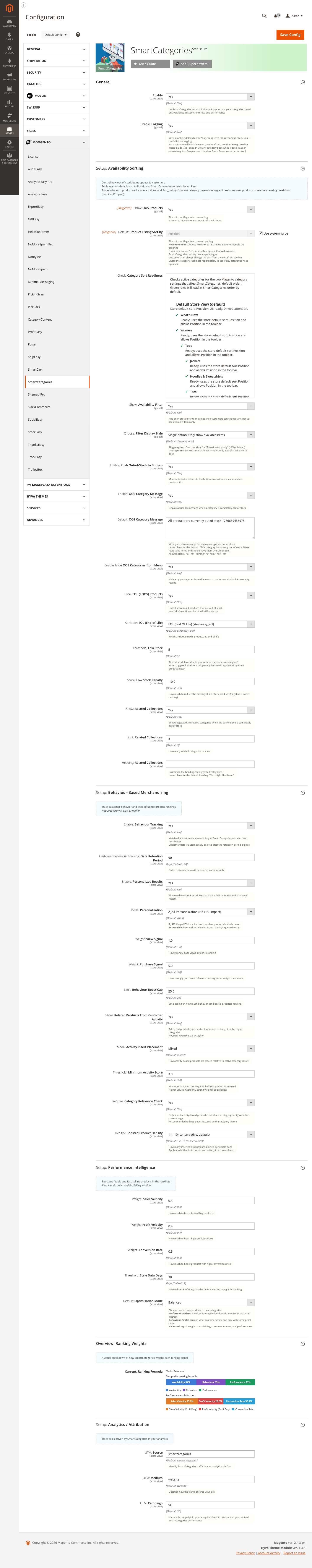 SmartListings overview - Product Boosts grid and config