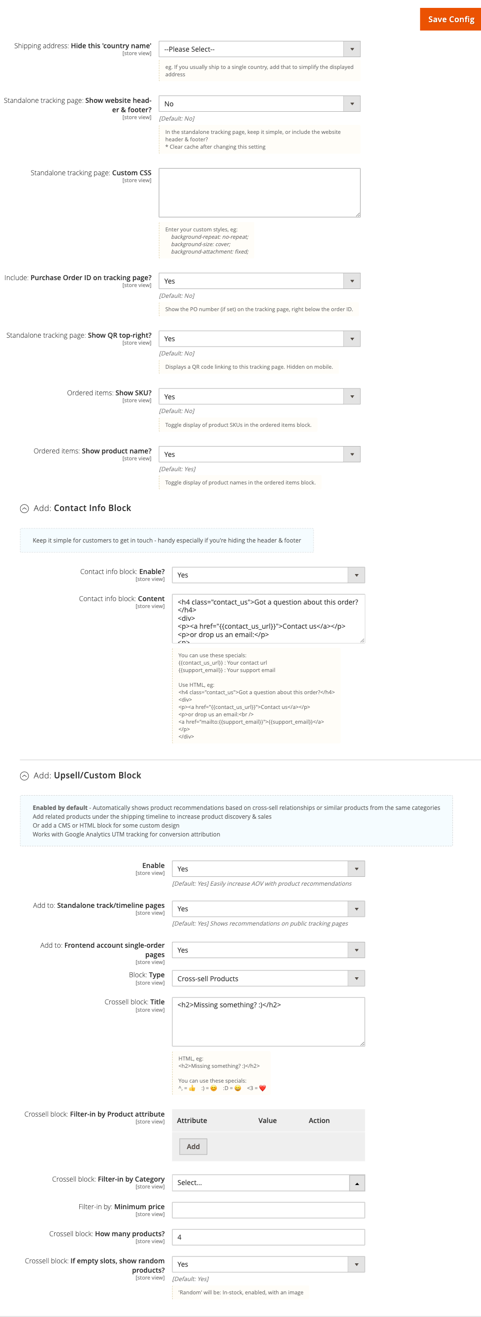 Design: Tracking Pages