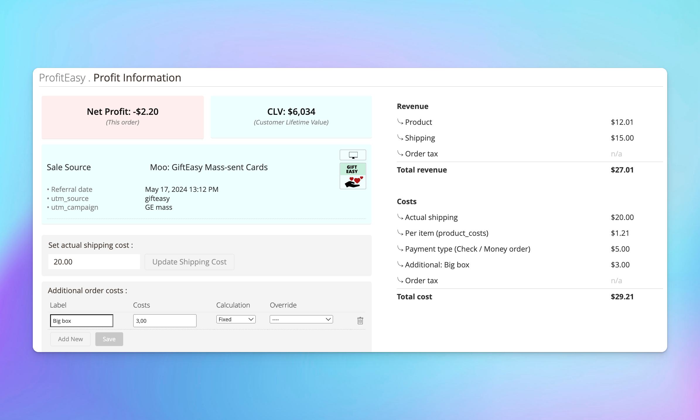 profiteasy-label-track-additional-costs