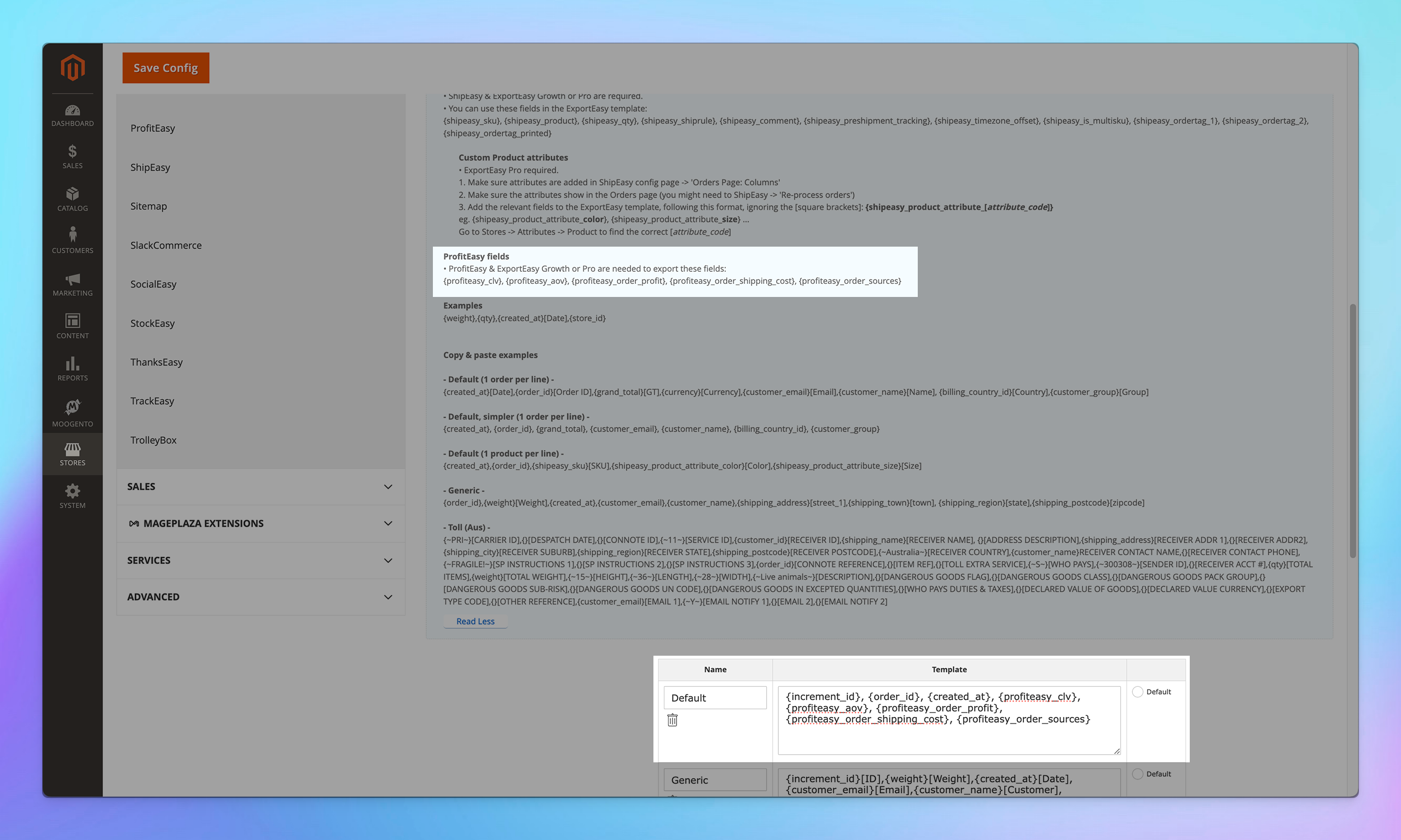 profiteasy-exporteasy-integration