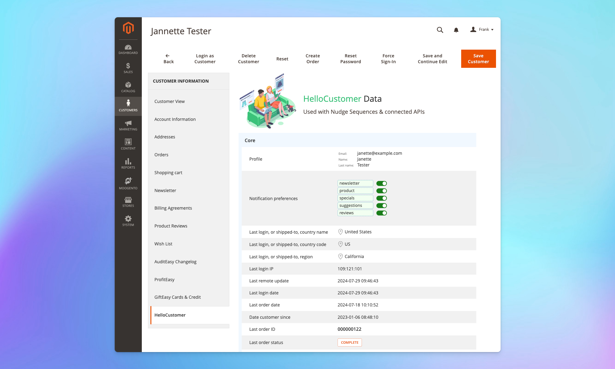 detailed customer data