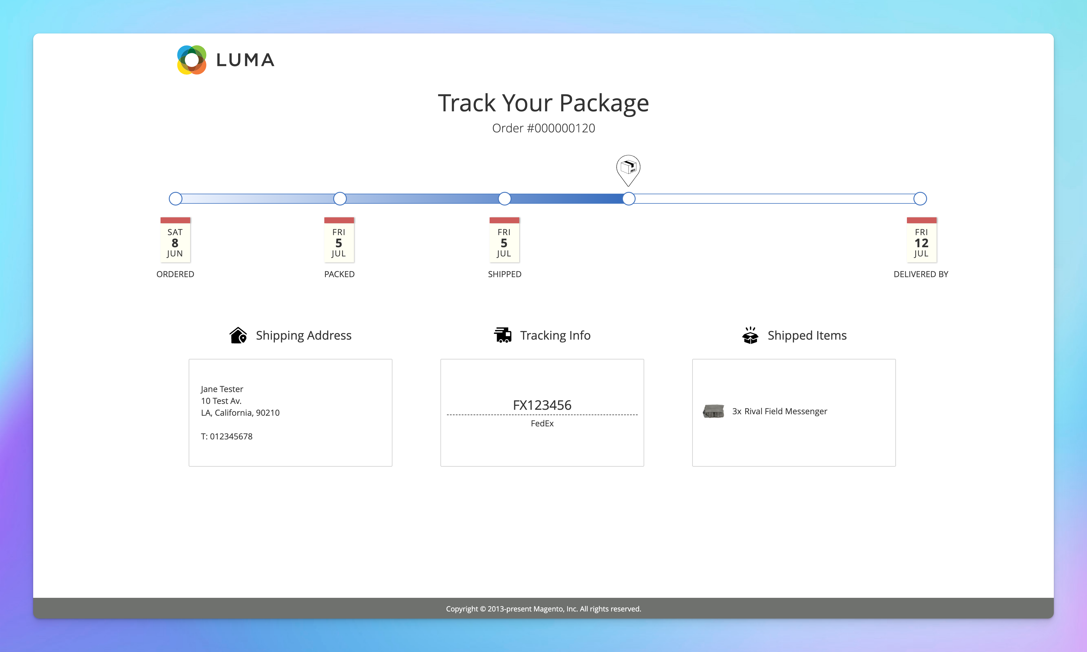 custom design tracking page