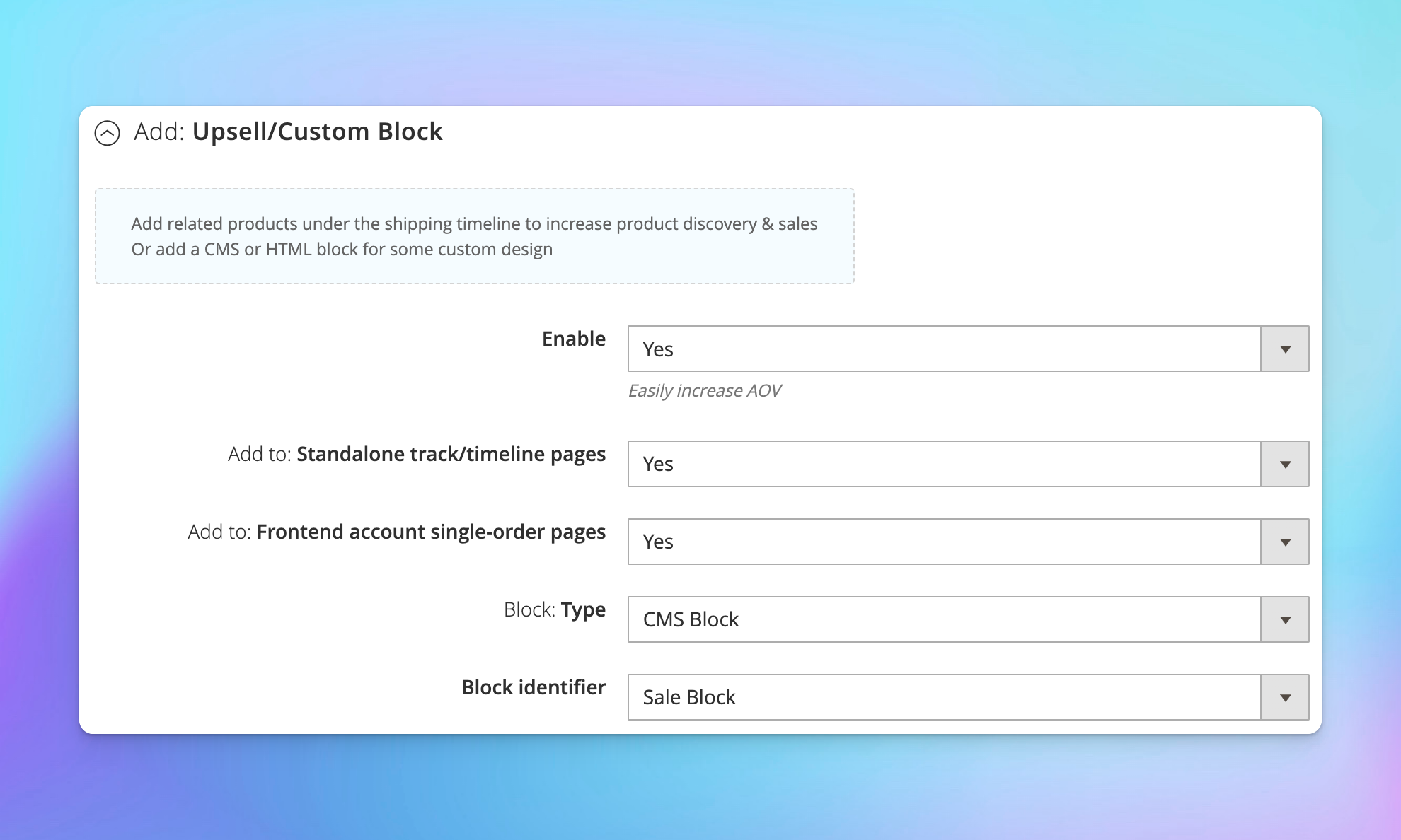 cms block tracking page