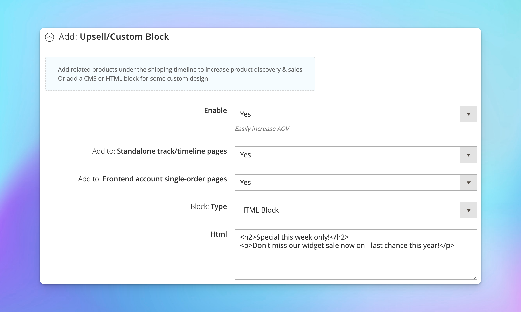 custom html block