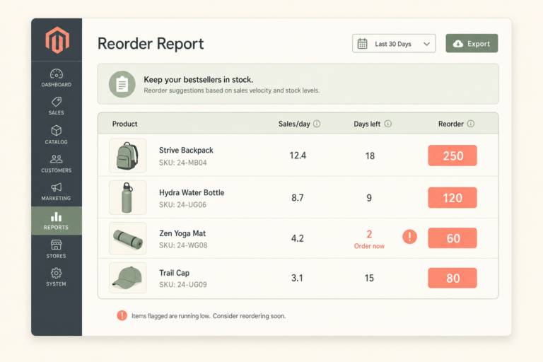 Reorder Reports for Magento: How to Know What to Buy Before You Run Out