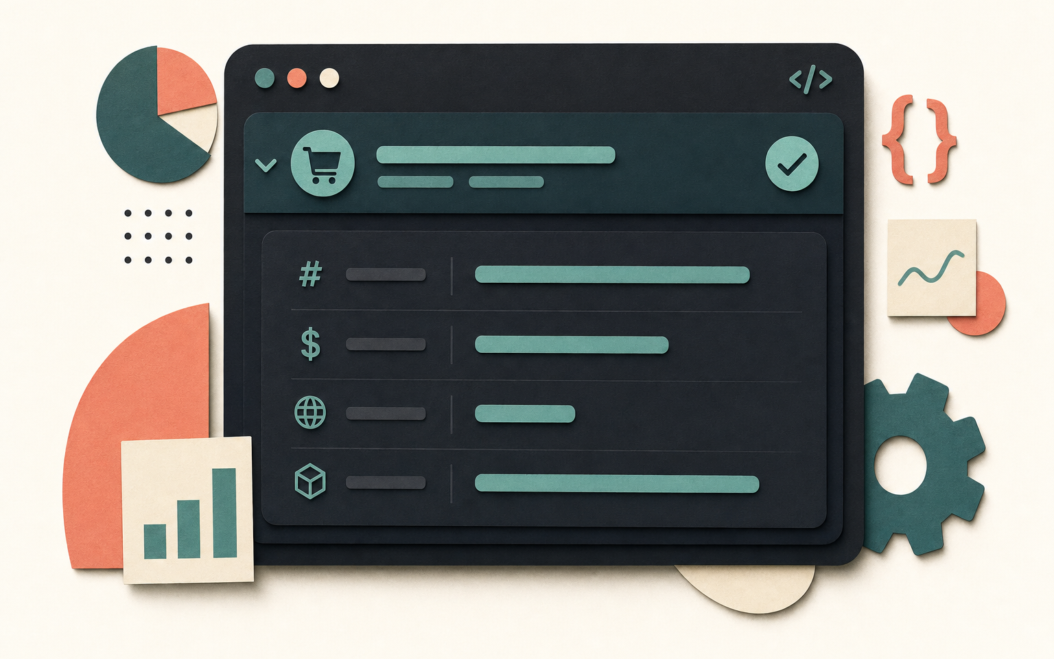 Mockup of a GA4 DebugView-style event stream showing a purchase event with its transaction_id, value, currency and items parameters expanded