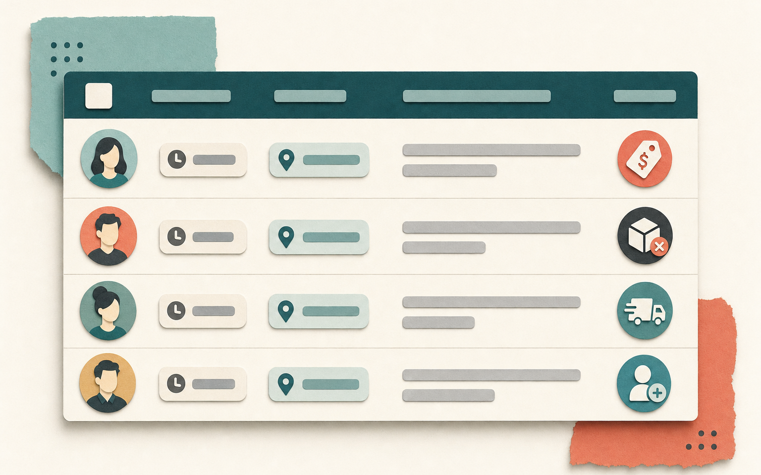 Mockup of a Magento admin audit log timeline with entries for a price change, product disable, shipping method edit and new admin user, each showing user, time and IP